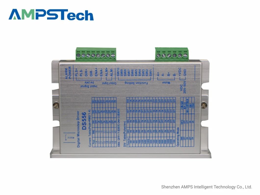 Ampstech Stepper Driver Ds556 20-50VDC Max. Output 5.6A for 56mm 57mm Stepper Motor